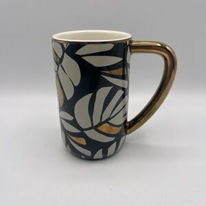 Tabitha Brown Monstera Palm Coffee Mug Gold Color Handle Stoneware 14oz Cup